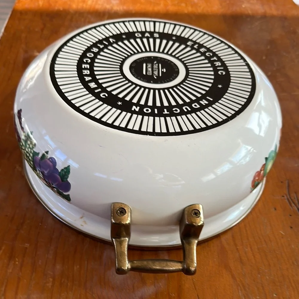 Tabletops Unlimited Vintage Fruit Design Ceramic Casserole pot with lid